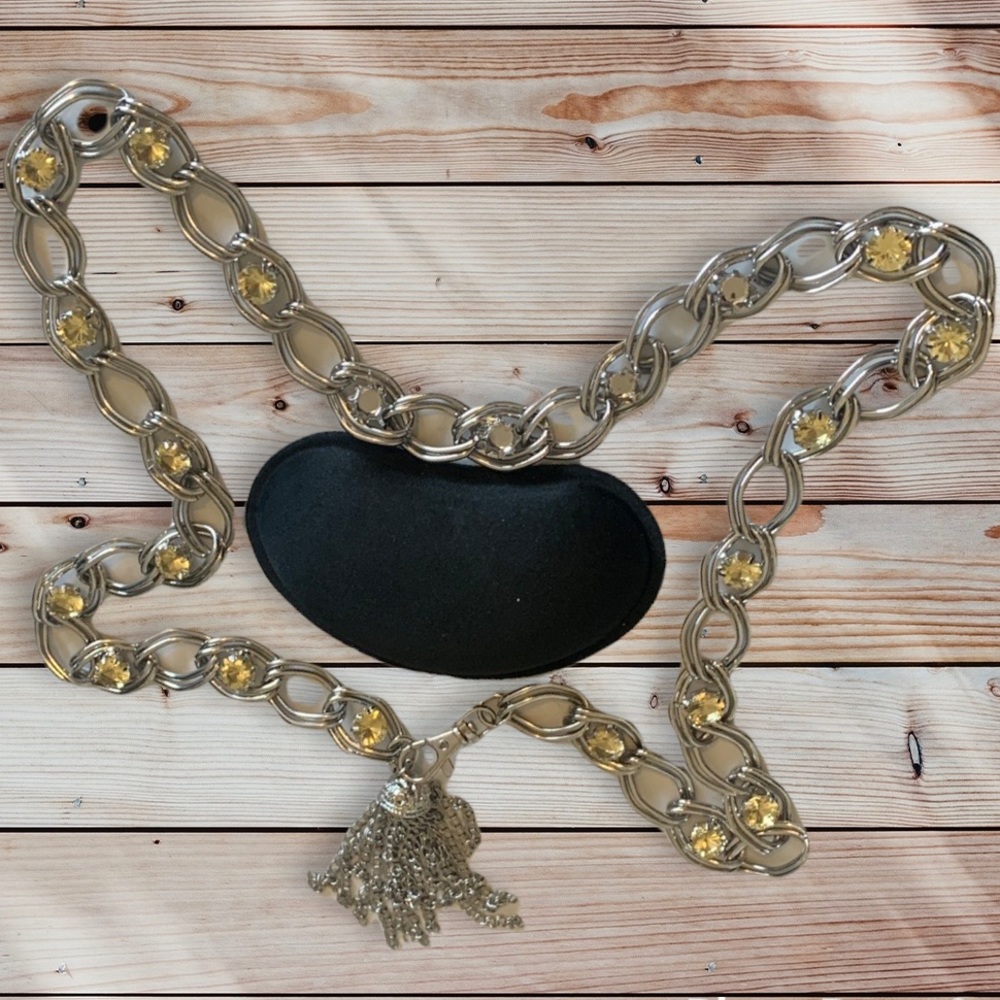 Unbranded Jeweled Silver Chain Belt Size Large BB1